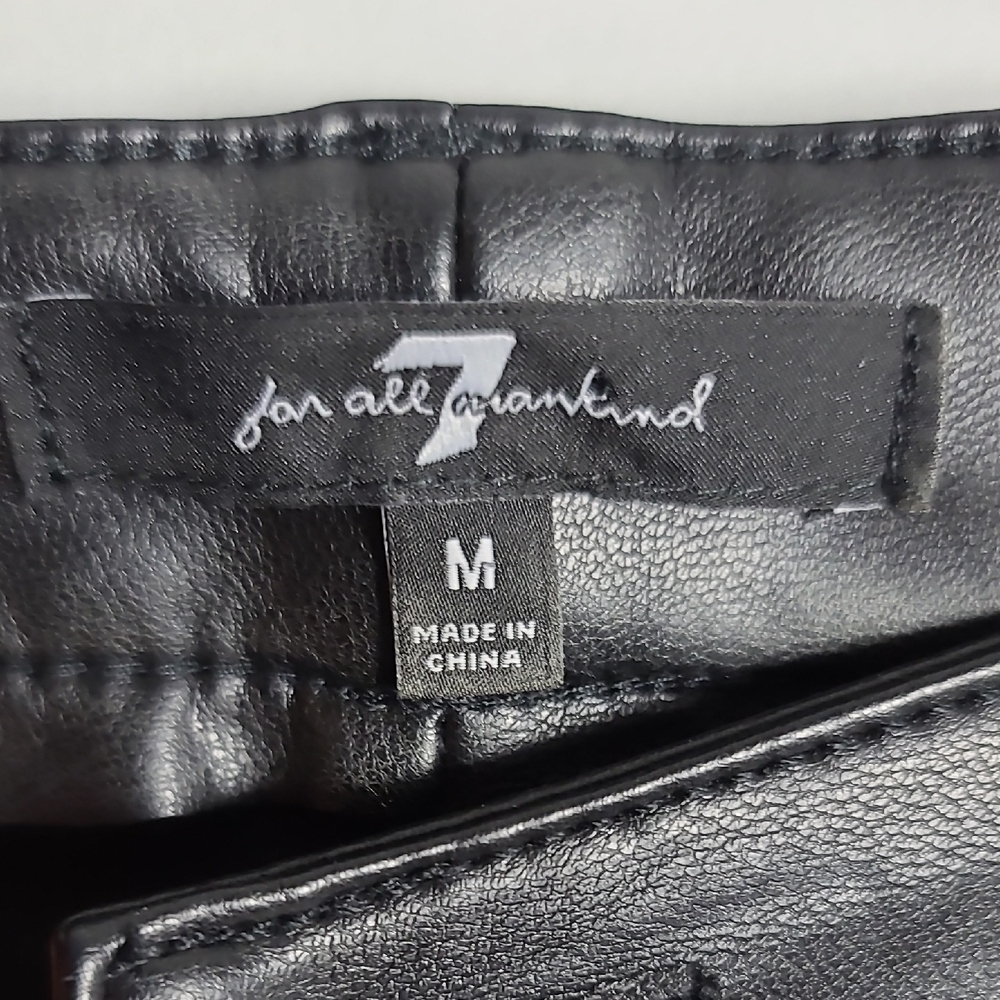 7 FOR ALL MANKIND Black Faux Leather Women Skinny Jeans Size Medium - Picture 2 of 14